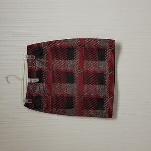 J Mclaughlin red plaid metallic pencil skirt women's sz 4, new with tags